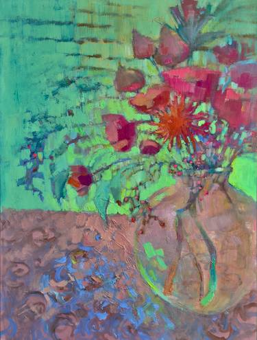 Original Impressionism Floral Painting by Cleo Manuel Krueger