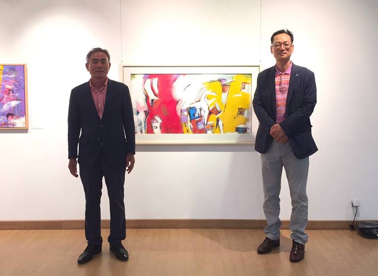 Original Abstract Expressionism Cities Painting by Kwang Soo Cho