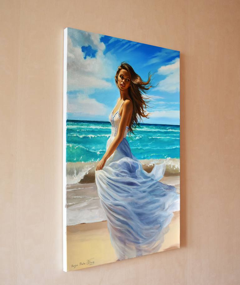 A girl who loves the sea II Painting by Serghei Ghetiu | Saatchi Art