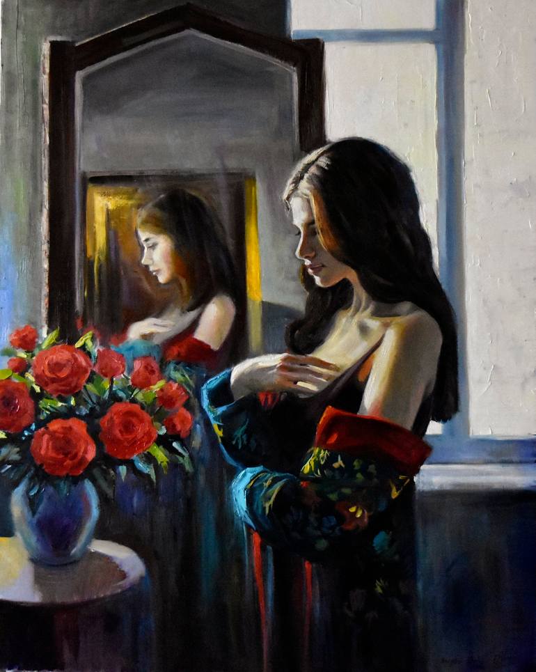 A dialogue with roses II Painting by Serghei Ghetiu | Saatchi Art