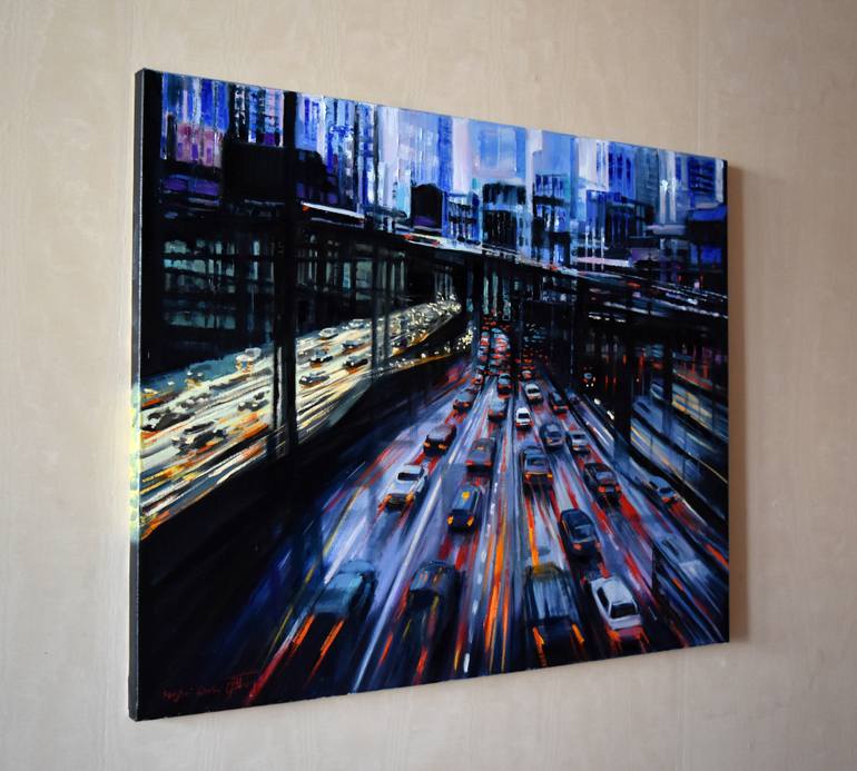 Original Expressionism Cities Painting by Serghei Ghetiu