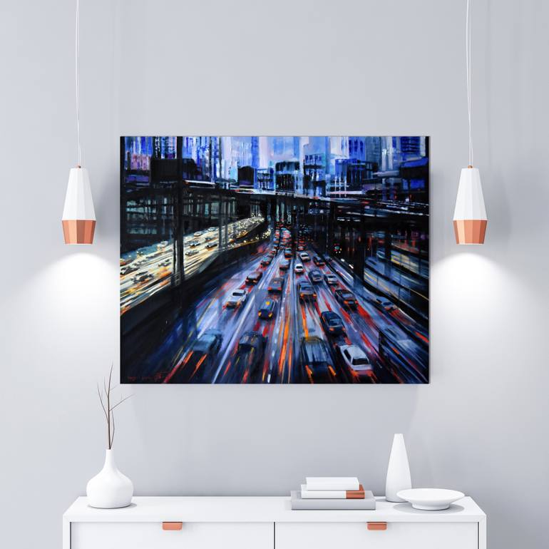 Original Expressionism Cities Painting by Serghei Ghetiu