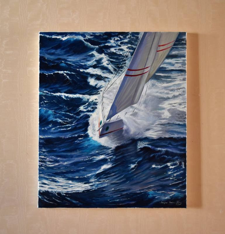 Original Yacht Painting by Serghei Ghetiu
