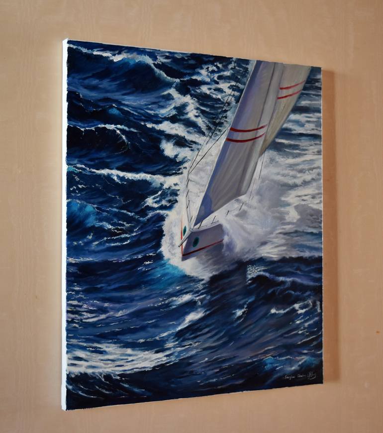 Original Yacht Painting by Serghei Ghetiu