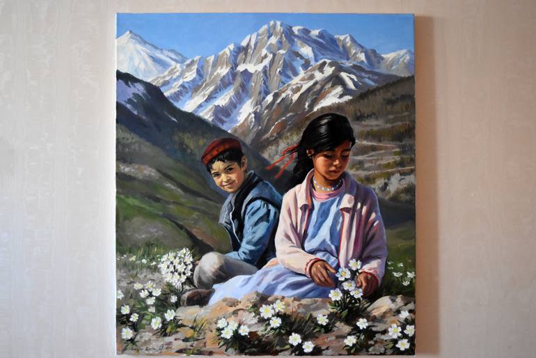 Original Figurative Children Painting by Serghei Ghetiu