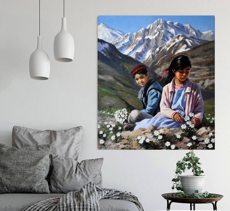 Original Figurative Children Painting by Serghei Ghetiu