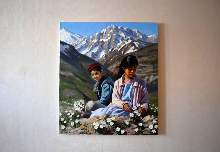 Original Figurative Children Painting by Serghei Ghetiu