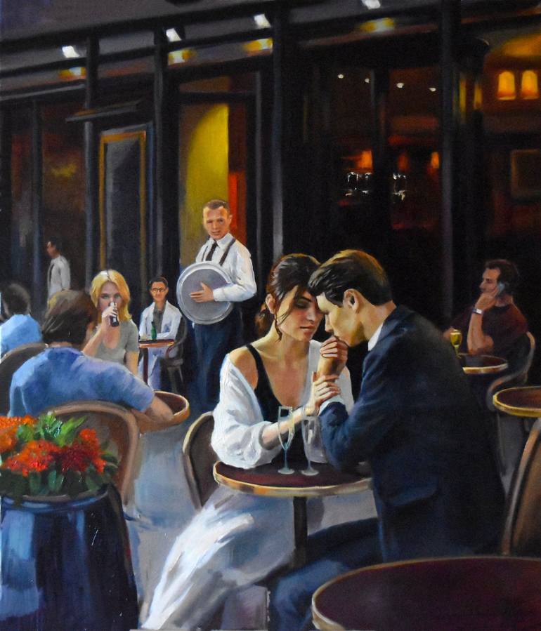 A day in summer cafe Painting by Serghei Ghetiu | Saatchi Art