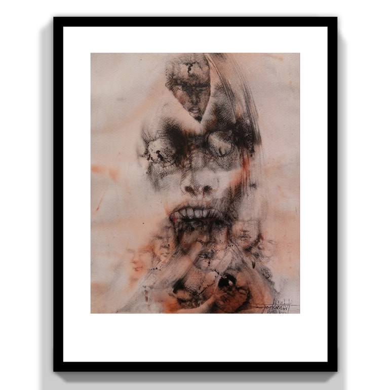 Original Black & White Abstract Painting by Sanjoy Rakshit