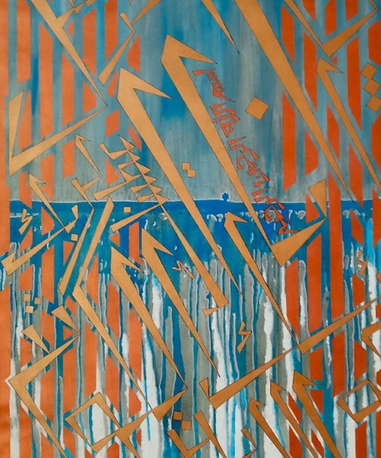 Original Abstract Calligraphy Painting by Sajid Hussain