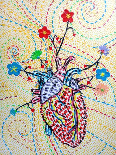 Hearts and Flowers Acrylic Painting thumb