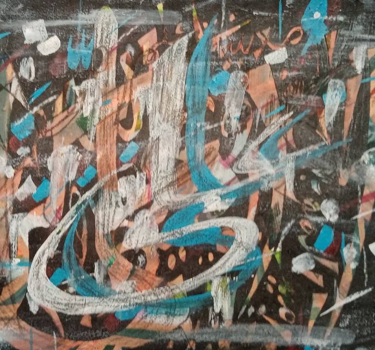 Original Abstract Expressionism Calligraphy Painting by Sajid Hussain
