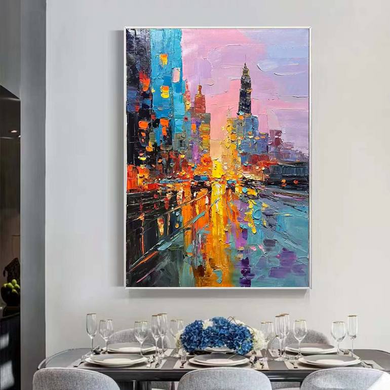 Original Abstract Cities Painting by Jingshen You