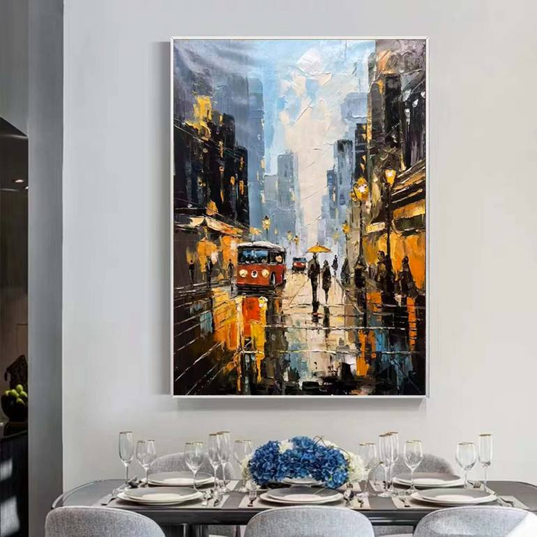 Original Abstract Cities Painting by Jingshen You
