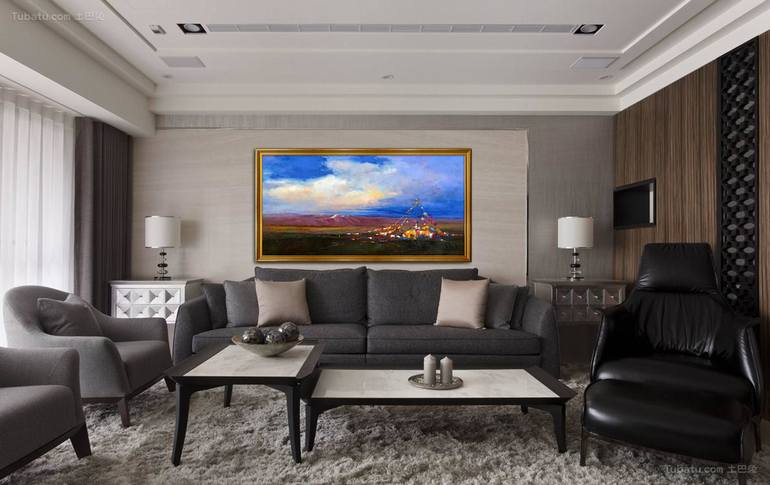 Original Art Deco Landscape Painting by Jingshen You