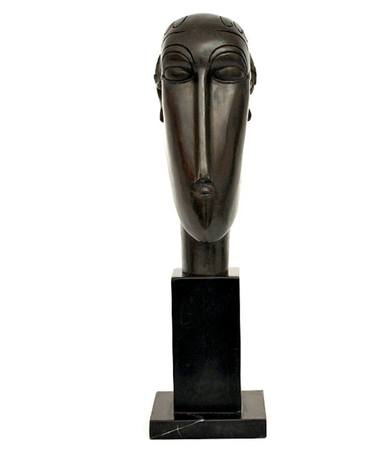 HEAD OF CARYATID HOMMAGE TO MODIGLIANI SCULPTURE BRONZE thumb