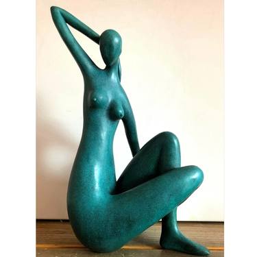 Green Bronzesculpture Sculpture Blue Nude after/ influenced by Matisse papercuts thumb