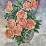 Tea Roses in Vase – Floral Oil Painting by Inna Pylypenko