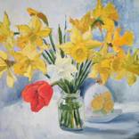 Spring Bouquet with Daffodils and Tulips – Floral Oil Painting by Inna Pylypenko