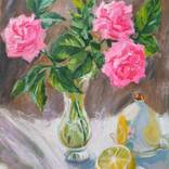 Three roses. Original Floral Oil Painting by Inna Pylypenko