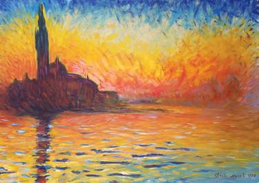 CLAUDE MONET "Sunset in Venice" - original copy thumb