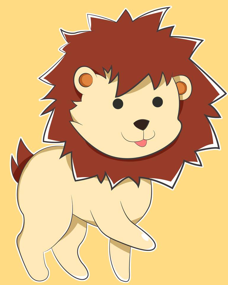 Happy Cartoon Baby Lion Mixed Media by Catifornia Shop | Saatchi Art