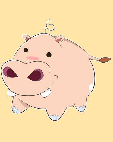 Happy Cartoon Baby Hippo thumb