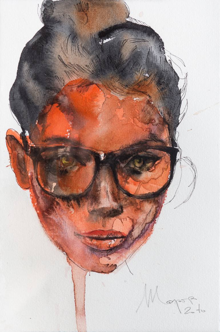 red girl Painting by Andrei Sharov Saatchi Art