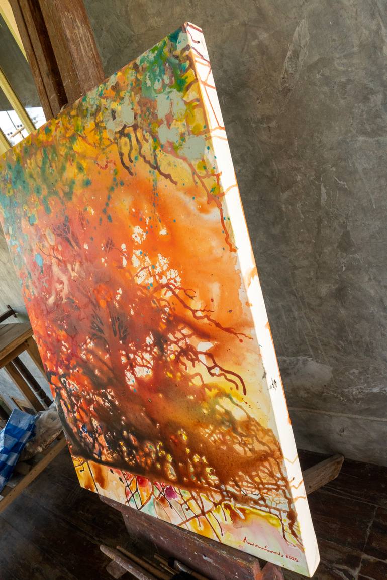 Original Abstract Nature Painting by Tanom Kongchan