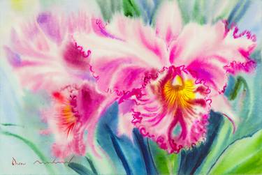 Print of Impressionism Floral Paintings by Tanom Kongchan