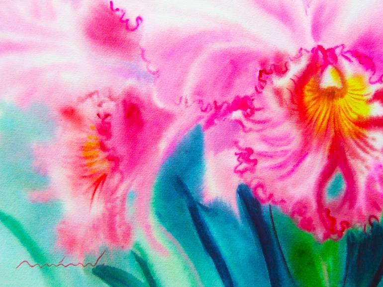 Original Impressionism Floral Painting by Tanom Kongchan