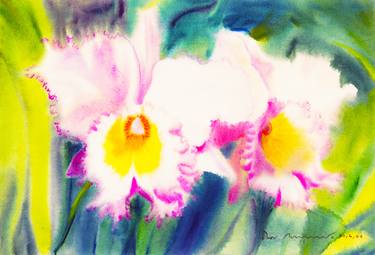 Print of Expressionism Floral Paintings by Tanom Kongchan