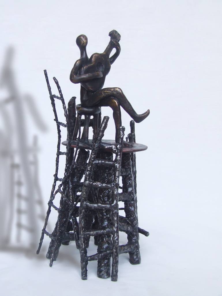 Original Expressionism People Sculpture by Tanom Kongchan