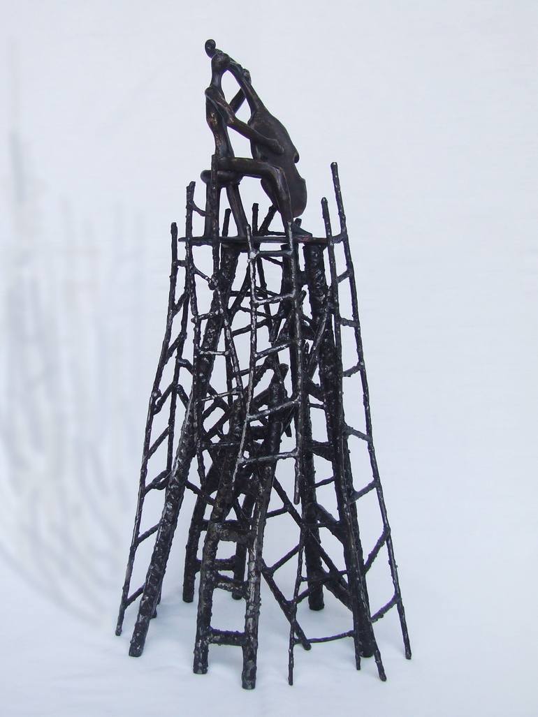 Original Expressionism People Sculpture by Tanom Kongchan