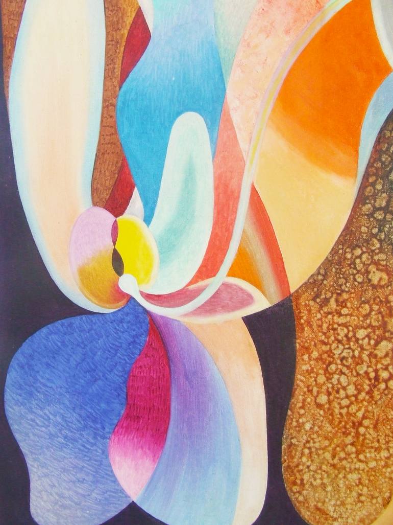 Original Abstract Floral Painting by Tanom Kongchan