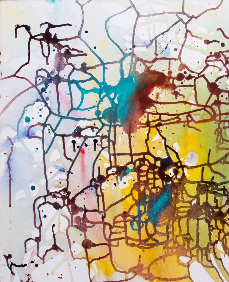 Original Abstract Expressionism Abstract Painting by Tanom Kongchan