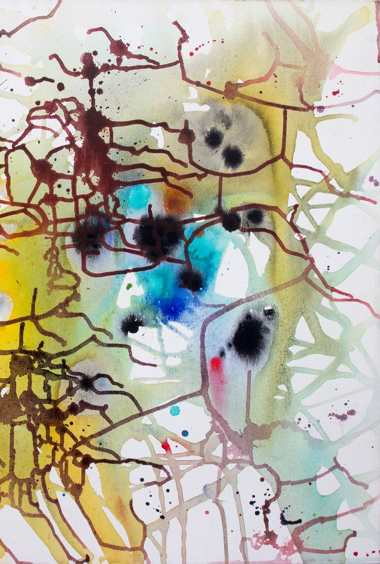 Original Abstract Expressionism Abstract Painting by Tanom Kongchan