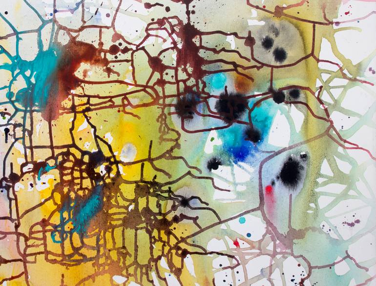 Original Abstract Expressionism Abstract Painting by Tanom Kongchan