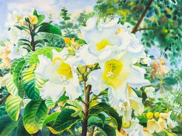 Print of Realism Floral Paintings by Tanom Kongchan