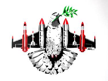 Dove of the world (want peace get ready for war) Handmade stencil and spray art - Limited Edition of 50 thumb