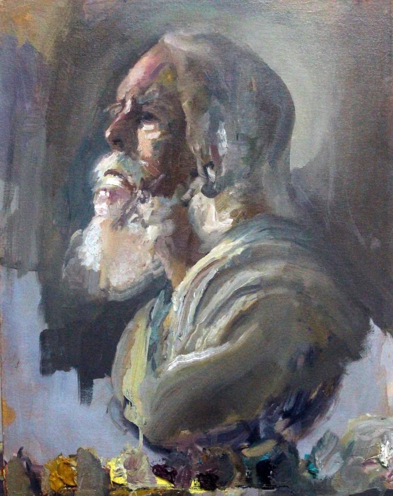 old man study Painting by jessica alazraki