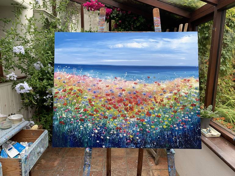 Original Fine Art Beach Painting by Laure Bury