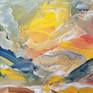 This painting depicts Kamchatka Peninsula during sunset as seen from the Bering Sea.