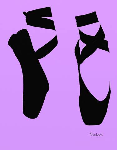 Black Ballet Shoes On Purple - Limited Edition of 1 thumb