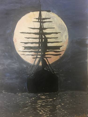 Full moon night and the ship thumb