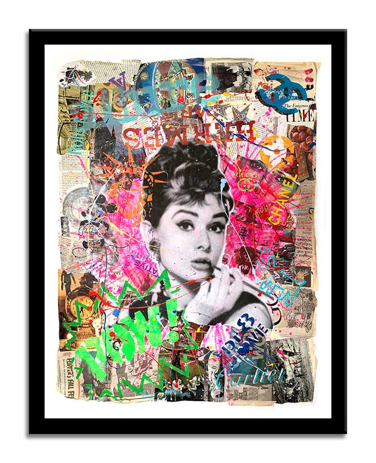 Dr8love Original Collage Painting on canvas. Custom Pop Portraits.