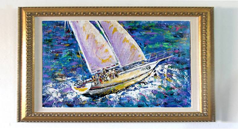 Original Boat Painting by Dr eight LOVE