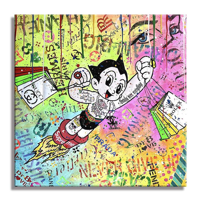 Original Pop CultureCelebrity Painting by Dr Eight Love Pop Art Art on Canvas Supreme Astro boy 2 Original Painting on canvas