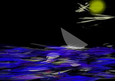 Original Abstract Sailboat Mixed Media by Darren Bayett