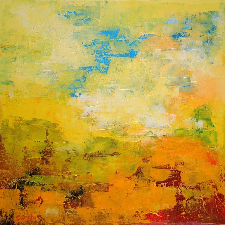 Yellow Landscape 2 (#717-35Q) Painting by Saroja La Colorista | Saatchi Art